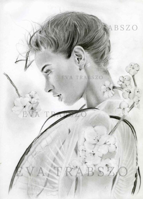 pencil drawing named HER FRAGILITY by artist eva trabszo